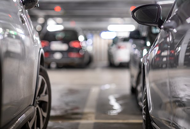 Cars in parking garage