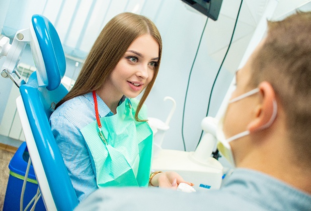 Woman at consultation for a smile makeover